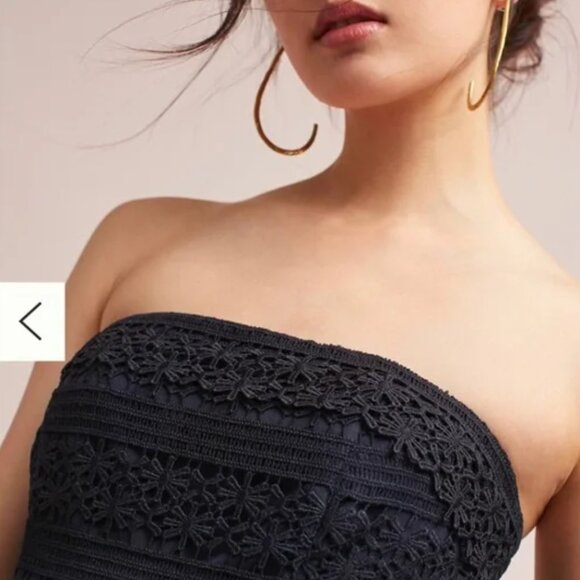 Greylin Black Strapless Off the Shoulder Lace Jumpsuit Women's Size Medium - Picture 3 of 11